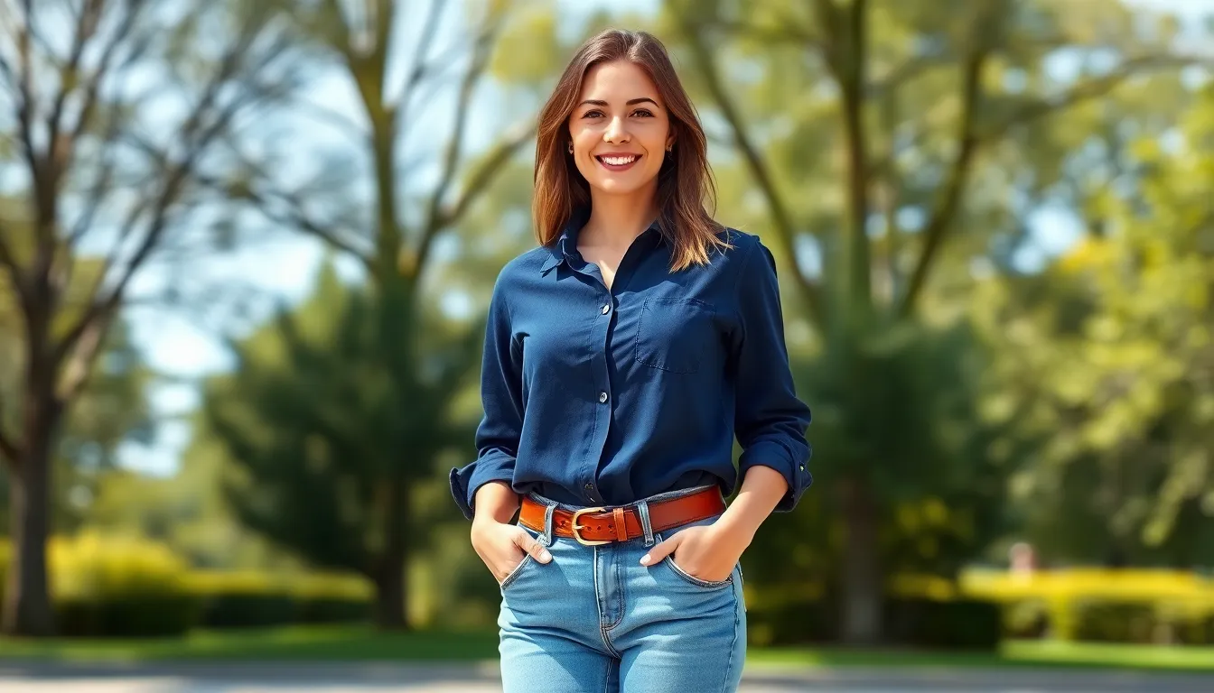 30+ Stylish Navy Blue Shirt Outfit Ideas Every Woman Needs to Try 3