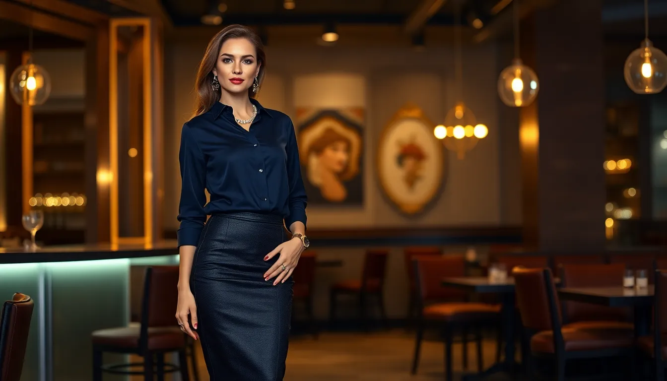 30+ Stylish Navy Blue Shirt Outfit Ideas Every Woman Needs to Try 5