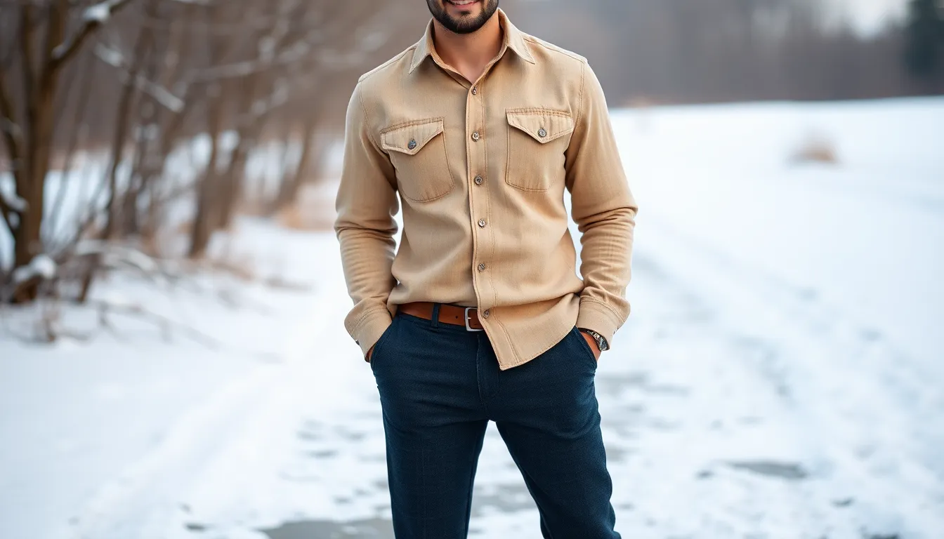 25 Stylish Beige Shirt Outfit Ideas for Men That Actually Look Amazing 7
