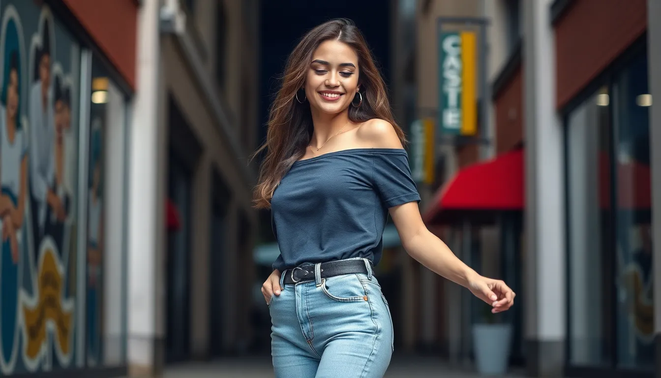 Off Shoulder T Shirt Style Guide: 15 Ways to Rock This Trending Wardrobe Essential 13