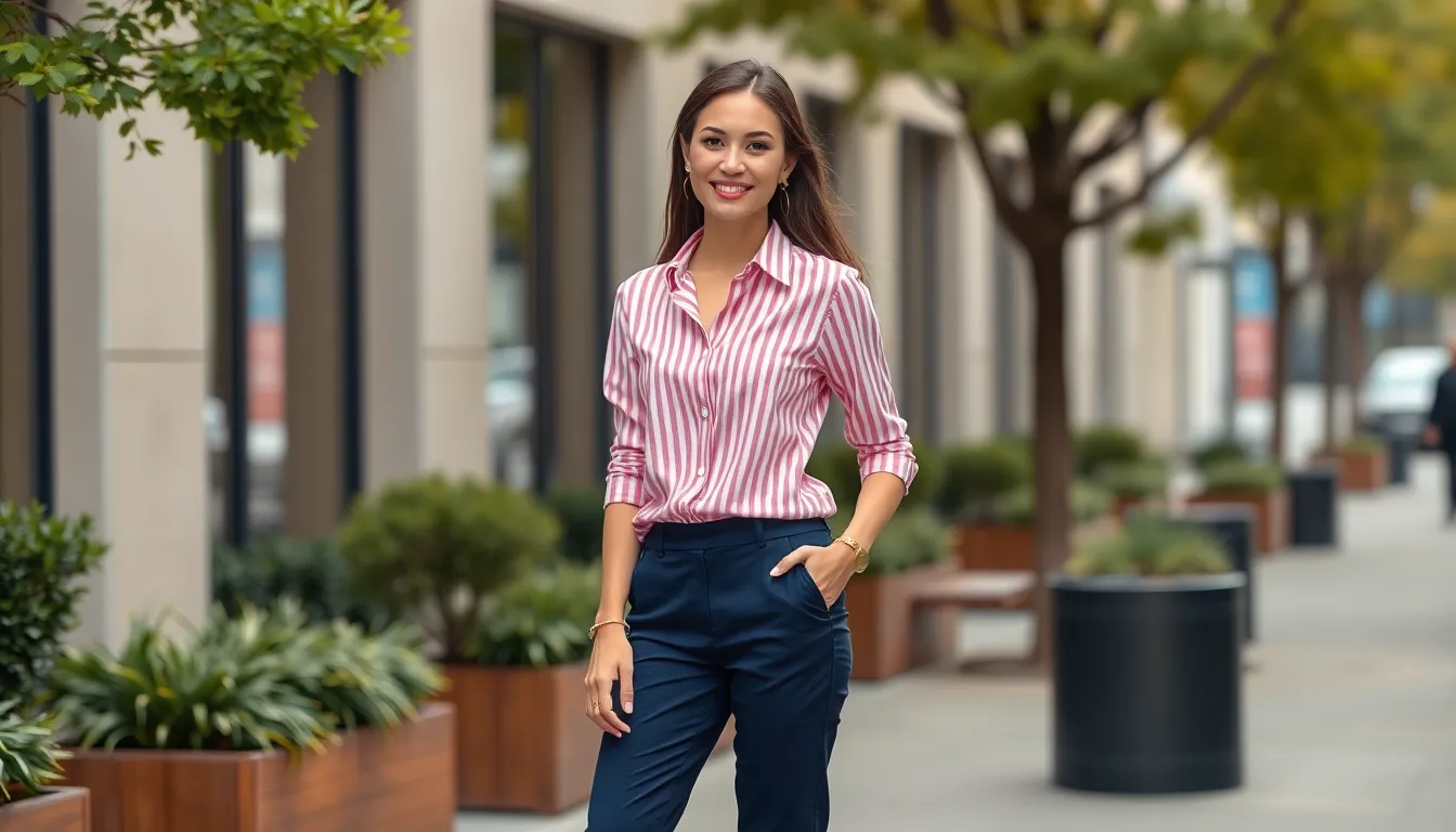 15 Chic Pink Striped Shirt Outfit Ideas That'll Transform Your Wardrobe 13