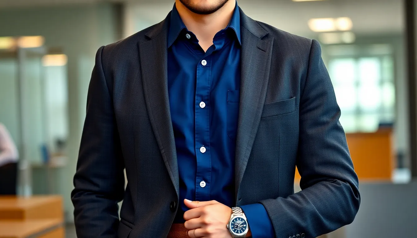 25 Stylish Dark Blue Shirt Outfit Ideas Every Man Should Try in 2025 17