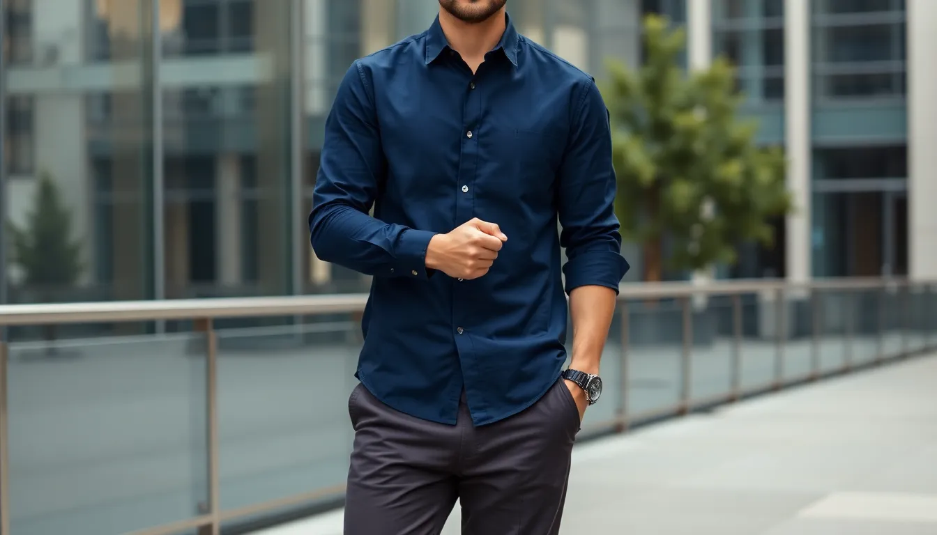 Navy Blue Shirt Outfit Ideas: 15 Stylish Ways to Wear This Wardrobe Essential 17