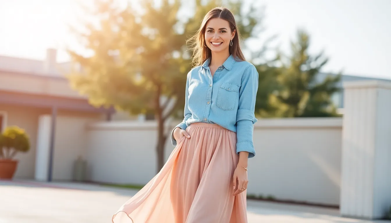 25 Chic Denim Shirt Outfit Ideas for Women That Work Year-Round 1