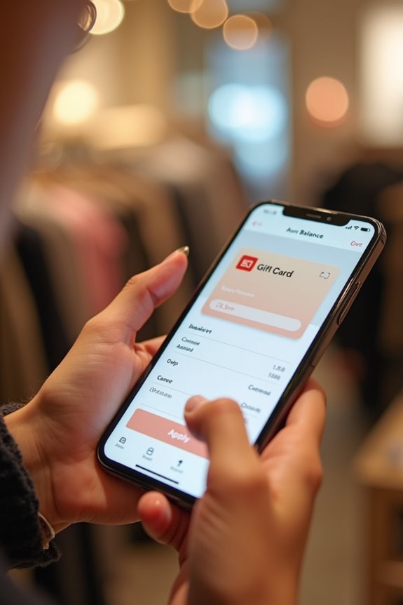 tap gift card enter number apply balance
